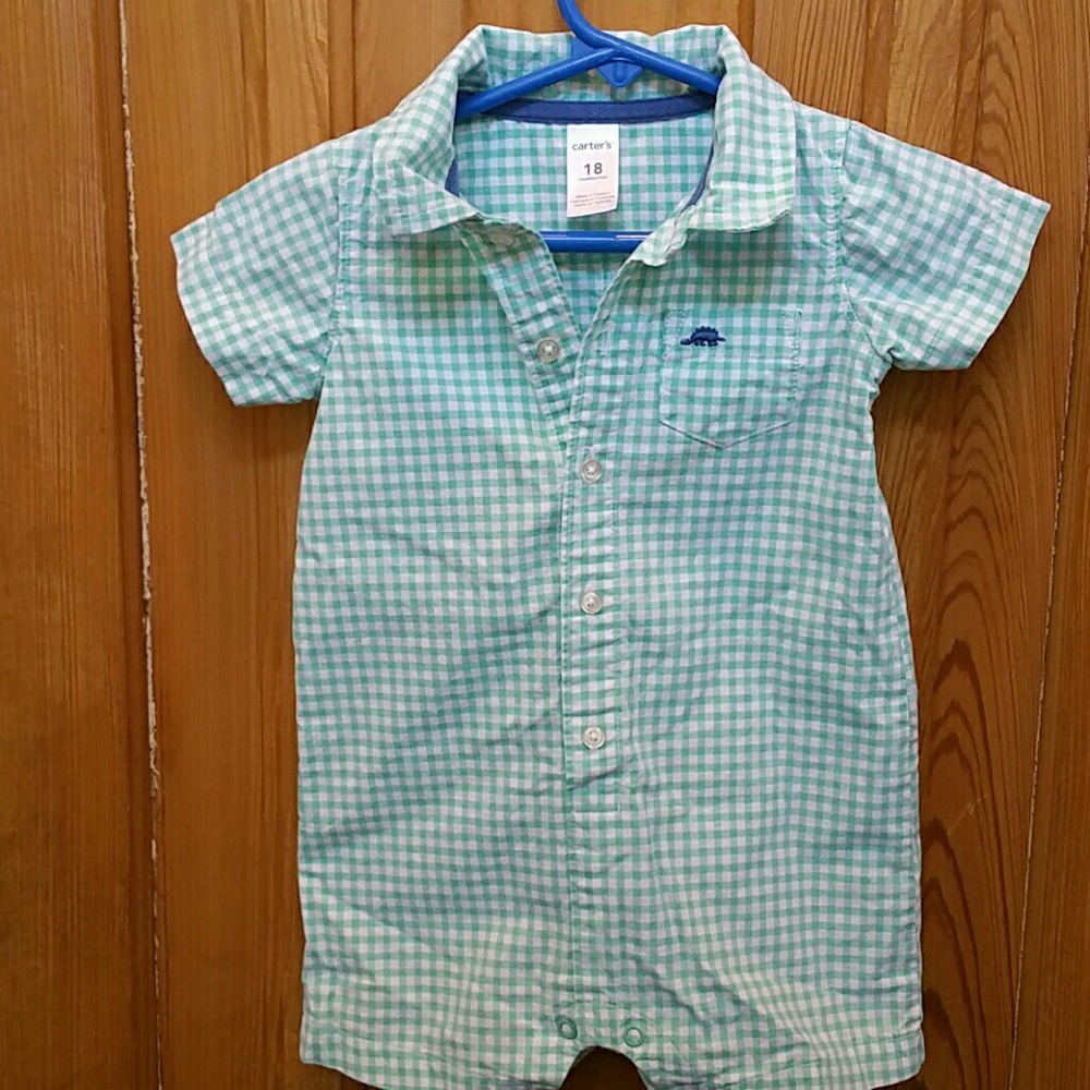 Plaid Seafoam Green Romper by Carter's. Size 18M